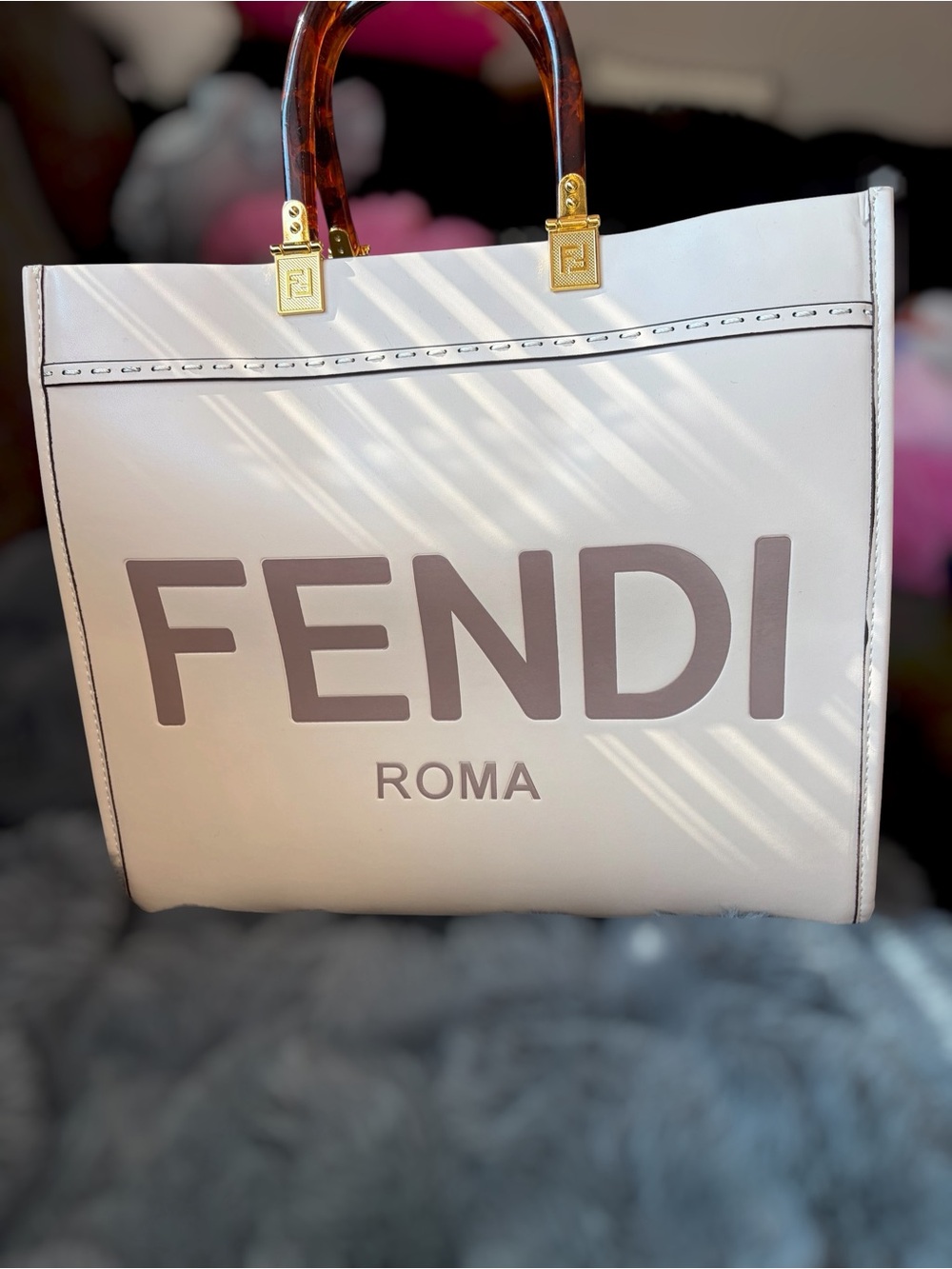 Sunshine Tote Bag - Large Size - White Leather